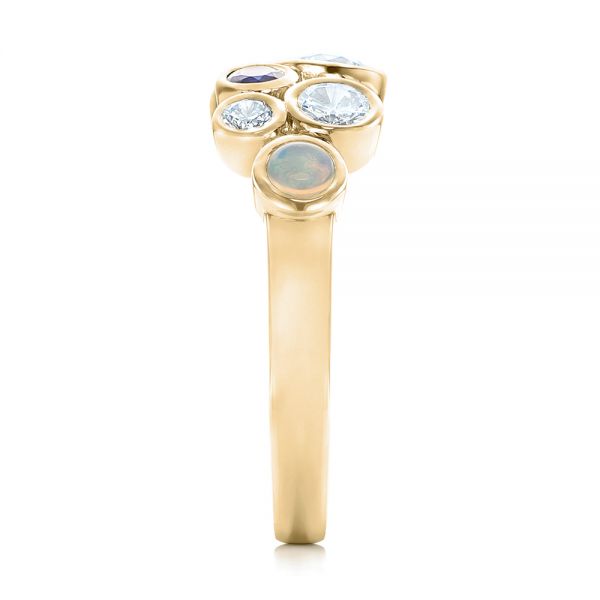14k Yellow Gold 14k Yellow Gold Custom Blue Sapphire Opal And Diamond Ring - Side View - 102075