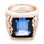 14k Rose Gold 14k Rose Gold Custom Blue Sapphire Ruby And Diamond Fashion Ring - Flat View -  102596 - Thumbnail