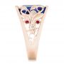 18k Rose Gold 18k Rose Gold Custom Blue Sapphire Ruby And Diamond Fashion Ring - Side View -  102596 - Thumbnail