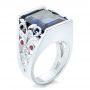 14k White Gold Custom Blue Sapphire Ruby And Diamond Fashion Ring - Three-Quarter View -  102596 - Thumbnail