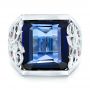 18k White Gold 18k White Gold Custom Blue Sapphire Ruby And Diamond Fashion Ring - Top View -  102596 - Thumbnail