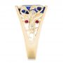14k Yellow Gold 14k Yellow Gold Custom Blue Sapphire Ruby And Diamond Fashion Ring - Side View -  102596 - Thumbnail