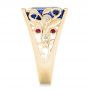 18k Yellow Gold 18k Yellow Gold Custom Blue Sapphire Ruby And Diamond Fashion Ring - Side View -  102596 - Thumbnail