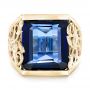 14k Yellow Gold 14k Yellow Gold Custom Blue Sapphire Ruby And Diamond Fashion Ring - Top View -  102596 - Thumbnail