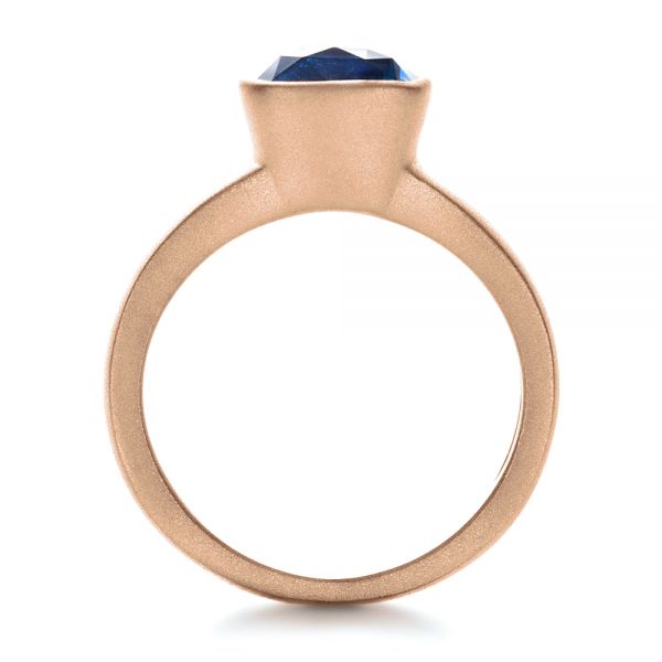 14k Rose Gold 14k Rose Gold Custom Blue Sapphire Solitaire Ring - Front View -  1266