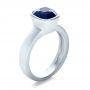 14k White Gold Custom Blue Sapphire Solitaire Ring - Three-Quarter View -  1266 - Thumbnail