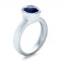 18k White Gold 18k White Gold Custom Blue Sapphire Solitaire Ring - Three-Quarter View -  1266 - Thumbnail