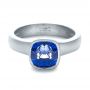 14k White Gold Custom Blue Sapphire Solitaire Ring - Flat View -  1266 - Thumbnail