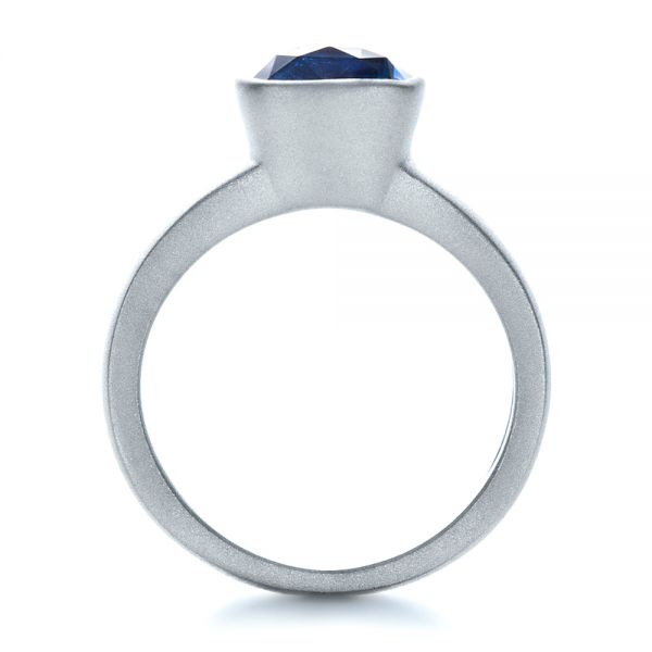 18k White Gold 18k White Gold Custom Blue Sapphire Solitaire Ring - Front View -  1266