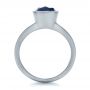 14k White Gold Custom Blue Sapphire Solitaire Ring - Front View -  1266 - Thumbnail