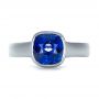 14k White Gold Custom Blue Sapphire Solitaire Ring - Top View -  1266 - Thumbnail