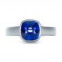 18k White Gold 18k White Gold Custom Blue Sapphire Solitaire Ring - Top View -  1266 - Thumbnail