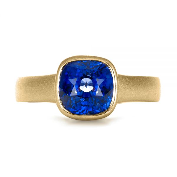 14k Yellow Gold 14k Yellow Gold Custom Blue Sapphire Solitaire Ring - Top View -  1266