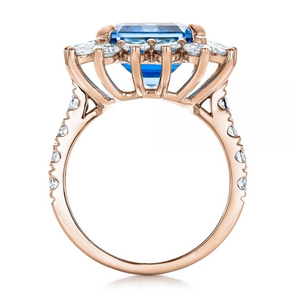 14k Rose Gold 14k Rose Gold Custom Blue Spinel And Diamond Ring - Front View -  102126