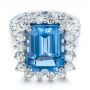 14k White Gold Custom Blue Spinel And Diamond Ring - Flat View -  102126 - Thumbnail