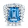  Platinum Platinum Custom Blue Spinel And Diamond Ring - Flat View -  102126 - Thumbnail