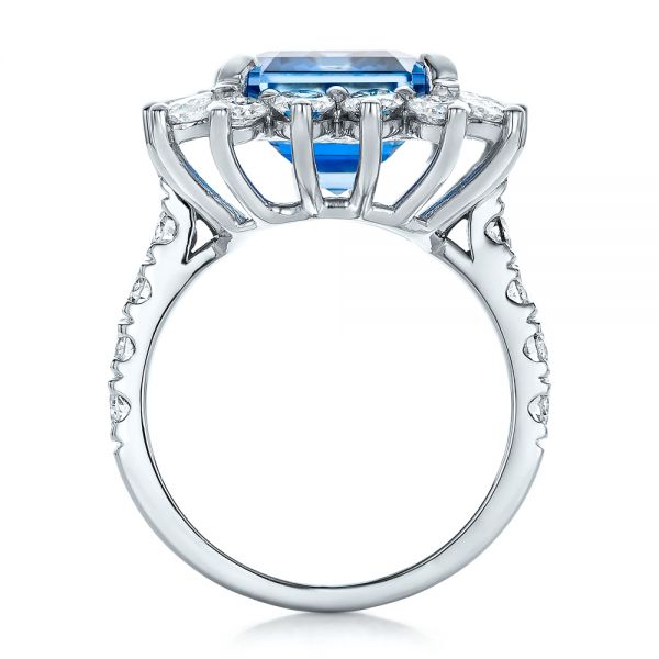  Platinum Platinum Custom Blue Spinel And Diamond Ring - Front View -  102126