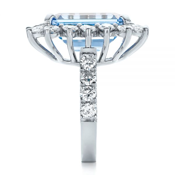 18k White Gold 18k White Gold Custom Blue Spinel And Diamond Ring - Side View -  102126