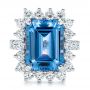 14k White Gold Custom Blue Spinel And Diamond Ring - Top View -  102126 - Thumbnail