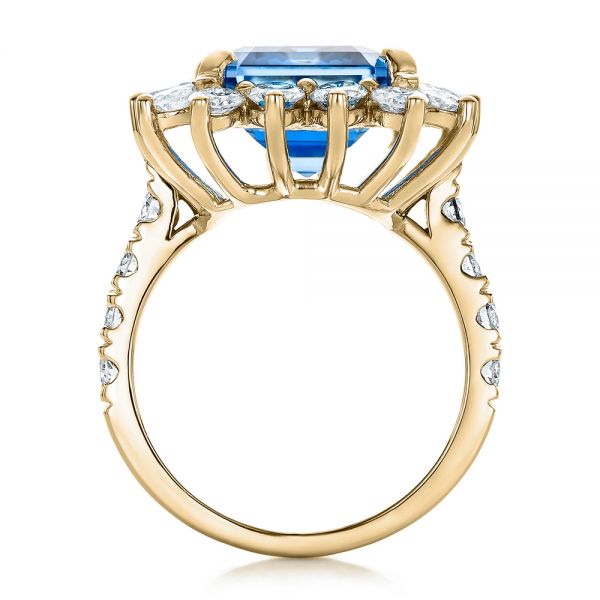 18k Yellow Gold 18k Yellow Gold Custom Blue Spinel And Diamond Ring - Front View -  102126