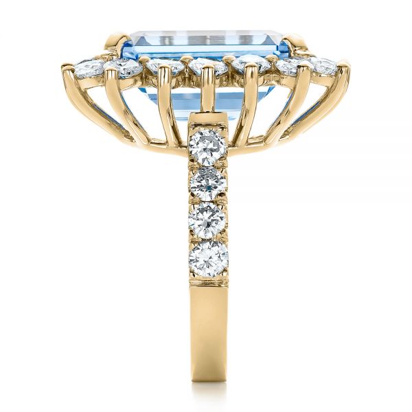 14k Yellow Gold 14k Yellow Gold Custom Blue Spinel And Diamond Ring - Side View -  102126