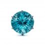 14K Gold Custom Blue Topaz And Black Diamond Fashion Ring - Top View -  101530 - Thumbnail
