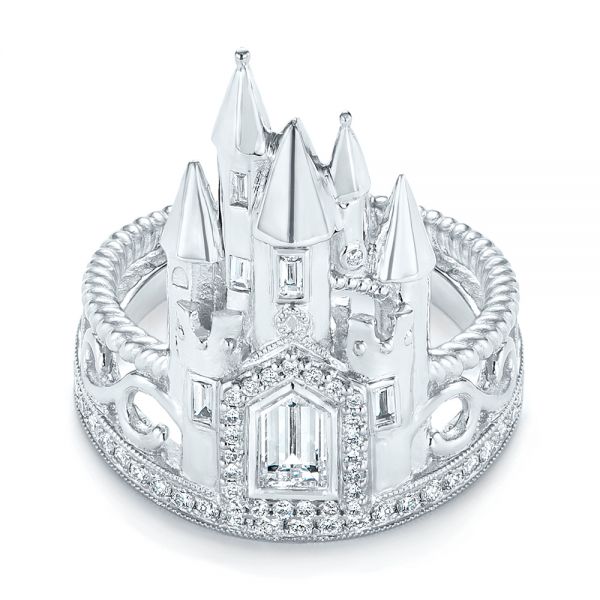 Custom Castle Diamond Fashion Ring - Top View -  103196