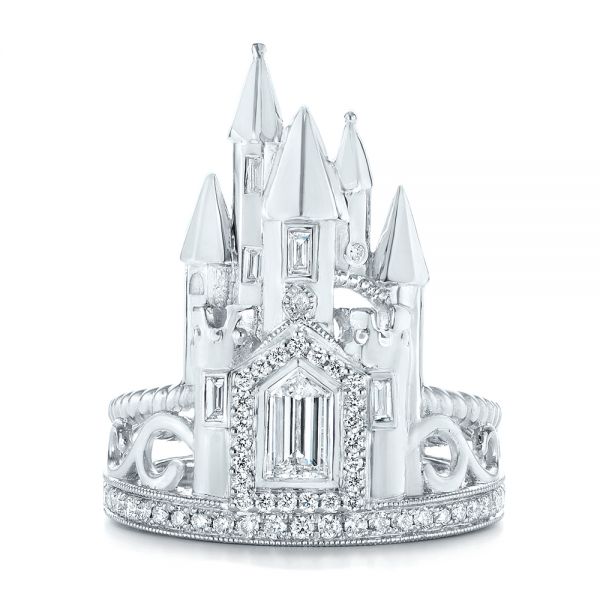 Custom Castle Diamond Fashion Ring - Top View -  103196