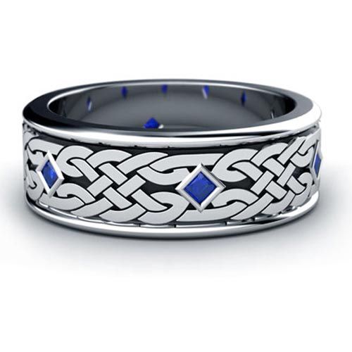 Custom Celtic Knot and Blue Sapphire Unisex Ring - reference design