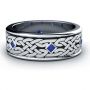  Platinum Custom Celtic Knot And Blue Sapphire Unisex Ring - Three-Quarter View -  1020 - Thumbnail