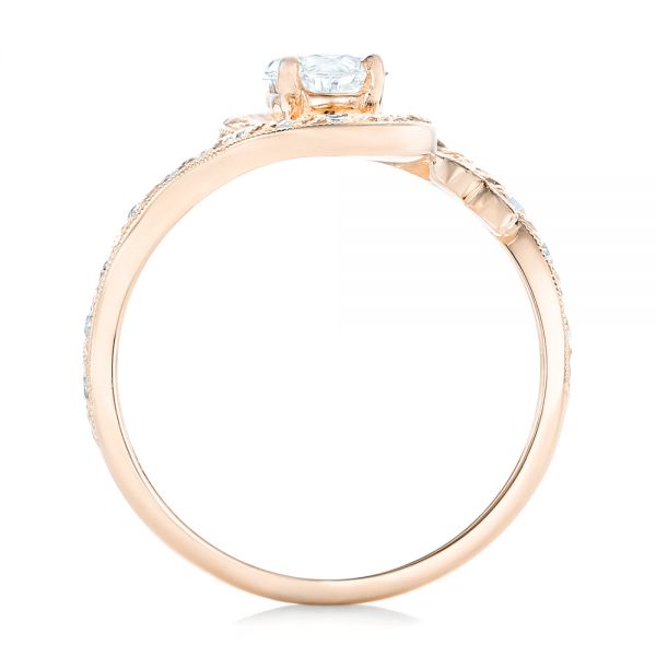 14k Rose Gold 14k Rose Gold Custom Diamond Arts And Crafts Style Fashion Ring - Front View -  102478