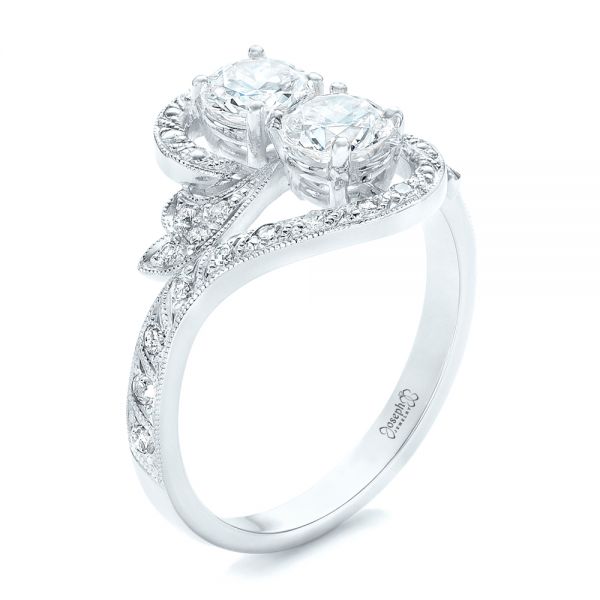 14k White Gold 14k White Gold Custom Diamond Arts And Crafts Style Fashion Ring - Three-Quarter View -  102478
