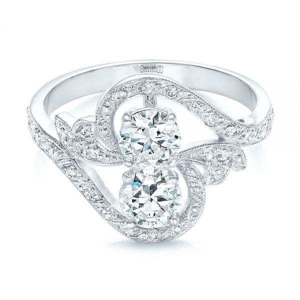 18k White Gold 18k White Gold Custom Diamond Arts And Crafts Style Fashion Ring - Flat View -  102478
