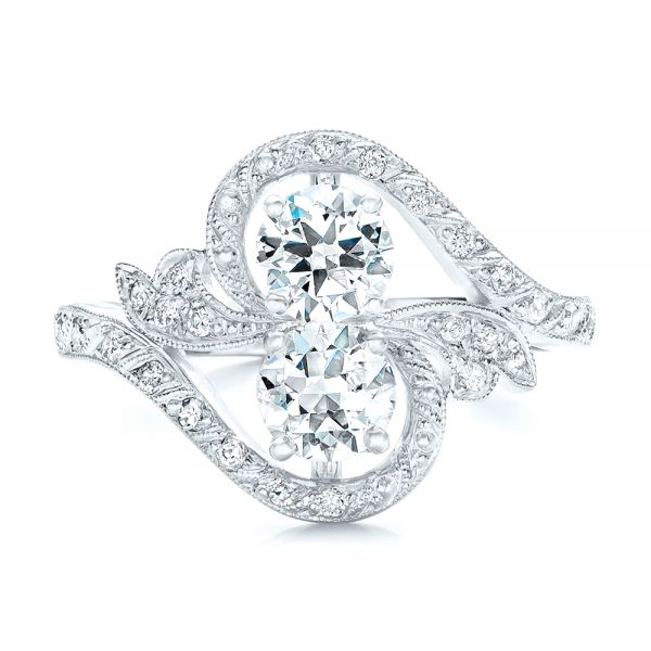  Platinum Platinum Custom Diamond Arts And Crafts Style Fashion Ring - Top View -  102478