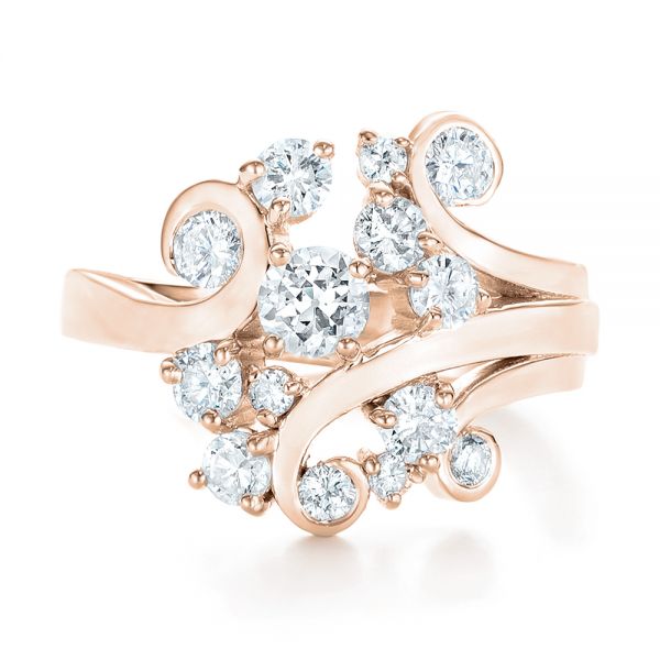 18k Rose Gold 18k Rose Gold Custom Diamond Fashion Ring - Top View -  102975