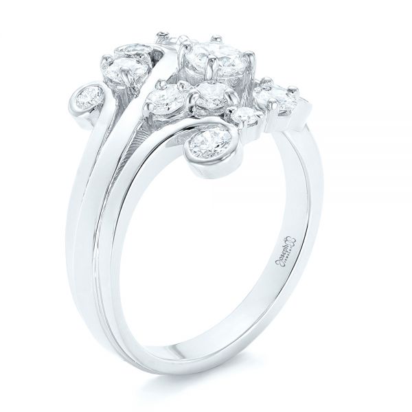 14k White Gold Custom Diamond Fashion Ring - Three-Quarter View -  102975