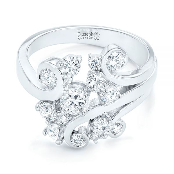 14k White Gold Custom Diamond Fashion Ring - Flat View -  102975