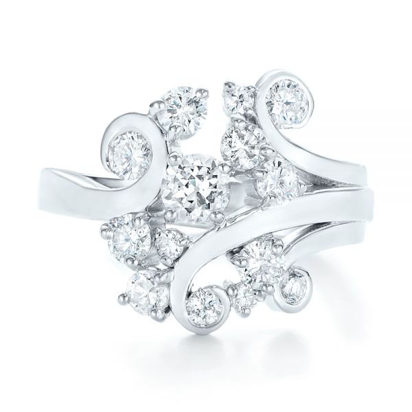14k White Gold Custom Diamond Fashion Ring - Top View -  102975