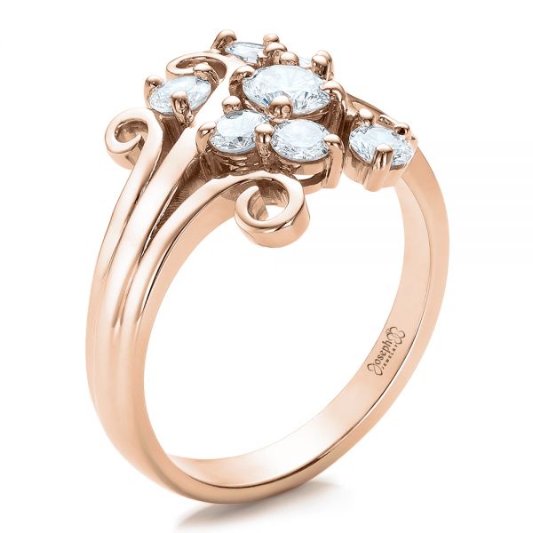 18k Rose Gold 18k Rose Gold Custom Diamond Ring - Three-Quarter View -  100841