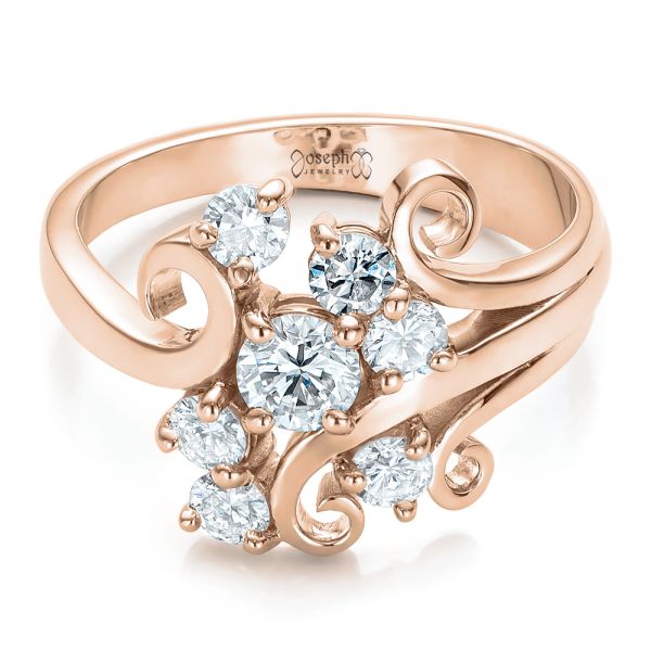 18k Rose Gold 18k Rose Gold Custom Diamond Ring - Flat View - 100841