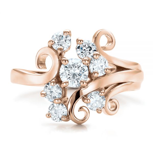 18k Rose Gold 18k Rose Gold Custom Diamond Ring - Top View - 100841