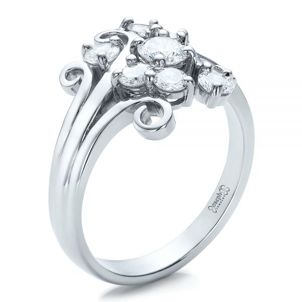 14k White Gold Custom Diamond Ring - Three-Quarter View -  100841