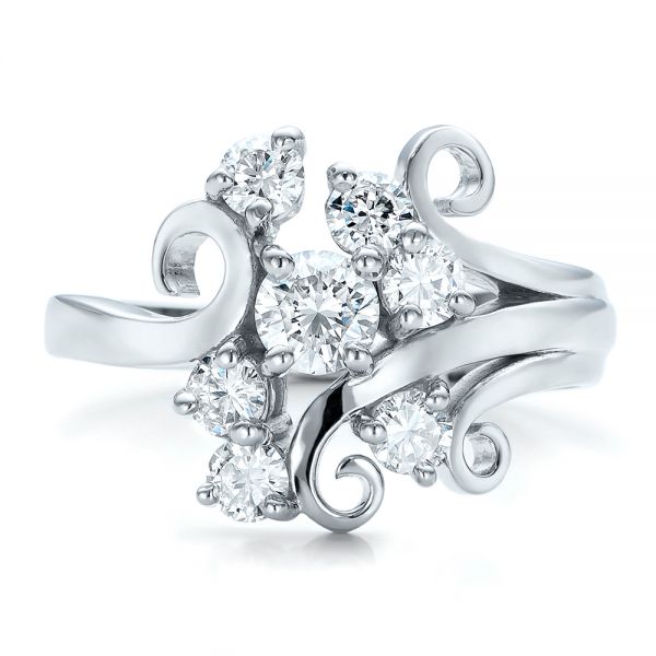 14k White Gold Custom Diamond Ring - Top View -  100841