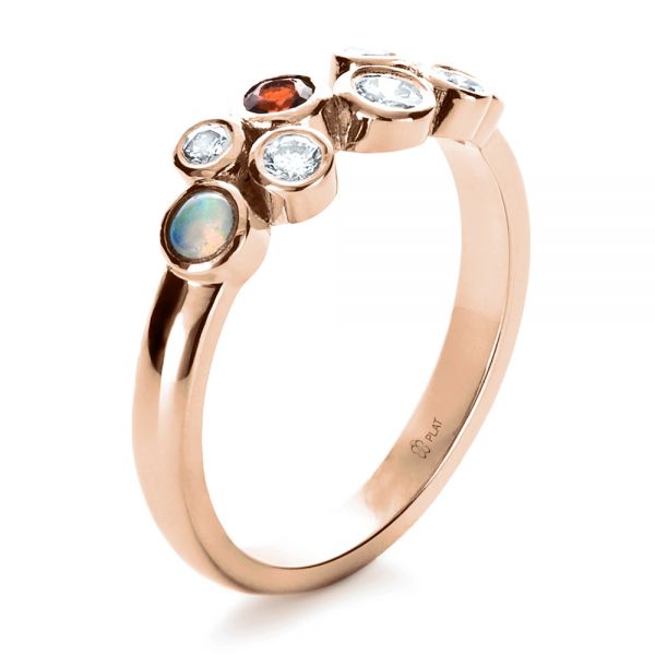 14k Rose Gold 14k Rose Gold Custom Diamond And Opal Ring - Three-Quarter View -  1157