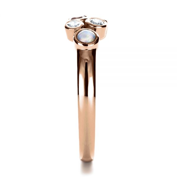 18k Rose Gold 18k Rose Gold Custom Diamond And Opal Ring - Side View -  1157