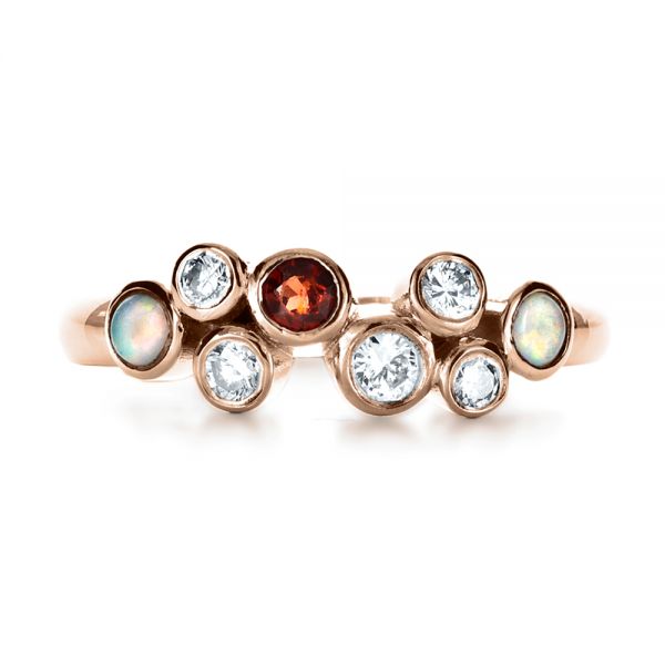 14k Rose Gold 14k Rose Gold Custom Diamond And Opal Ring - Top View -  1157