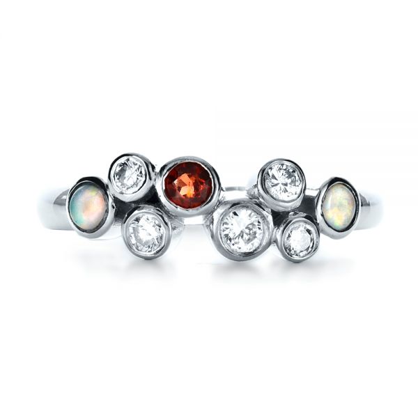  Platinum Custom Diamond And Opal Ring - Top View -  1157