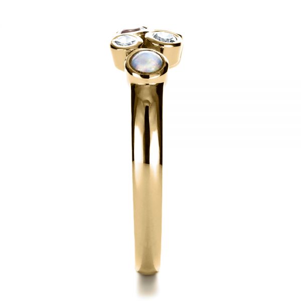14k Yellow Gold 14k Yellow Gold Custom Diamond And Opal Ring - Side View - 1157