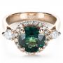 14k Rose Gold 14k Rose Gold Custom Emerald And Diamond Fashion Ring - Flat View -  1391 - Thumbnail