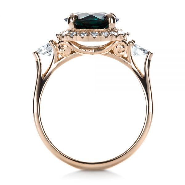 18k Rose Gold 18k Rose Gold Custom Emerald And Diamond Fashion Ring - Front View -  1391